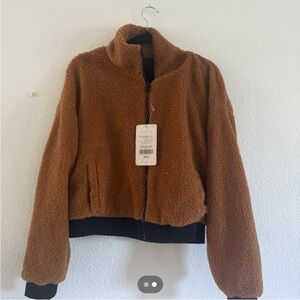 Fabletics Women's Teddy Jacket in Brown and Black